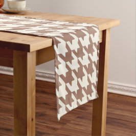 Caminho De Mesa Pequeno Houndstooth Pattern Mocha Mousse e White