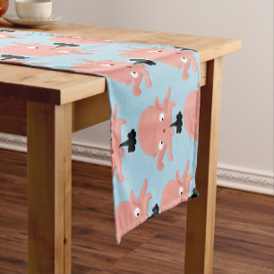 Caminho De Mesa Pequeno Humor animado de polvo de bebê rosa e bonito