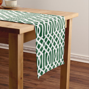 Caminho De Mesa Pequeno Hunter Green Trellis