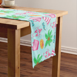 Caminho De Mesa Pequeno Ícones de Praia de Verão Preppy / Azul Costeiro