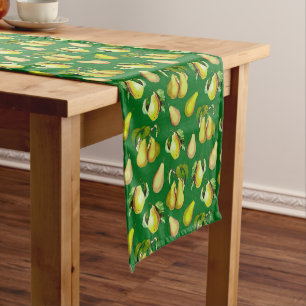 Caminho De Mesa Pequeno Impressão de pera espalhada no Emerald Green