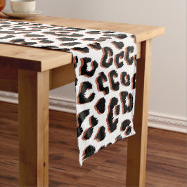 Caminho De Mesa Pequeno Impressão Preta Castanho e Leopardo Branco