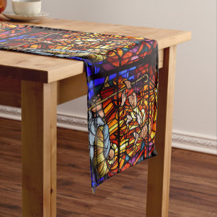 Caminho De Mesa Pequeno Janela de Vitral Natividade Natal