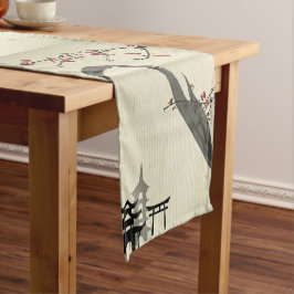 Caminho De Mesa Pequeno Japonês, vintage, flor de cerejeira, cor de água,