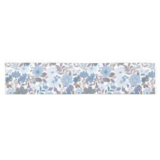 Caminho De Mesa Pequeno Jardim Floral do Céu Azul e Cinza Dusty