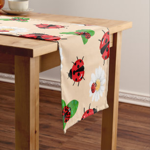 Caminho De Mesa Pequeno Joaninha flor de margarida vermelha bonita de boli