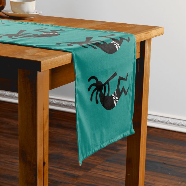 Caminho De Mesa Pequeno Kokopelli Sudoeste Teal E Preto (Criador carregado)