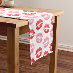 Caminho De Mesa Pequeno Lábios Vermelhos e Rosa, Padrão De Lábios, Batom,