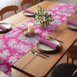 Caminho De Mesa Pequeno Laca magenta, rosa-rosa, elegante, toile de jouy