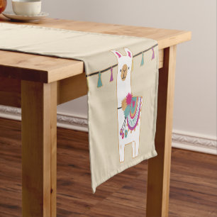 Caminho De Mesa Pequeno Lama bonito e borlas com fundo feito sob encomenda