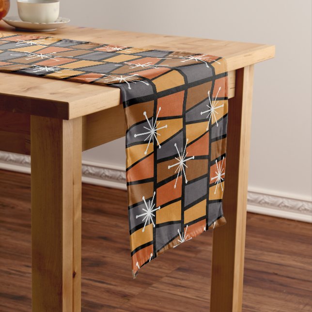 Caminho De Mesa Pequeno Laranja Abstrato de MCM geométrico (No Local)
