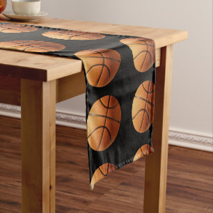 Caminho De Mesa Pequeno Laranja Basketball Em Preto, Mesa Runner