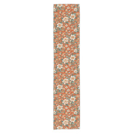 Caminho De Mesa Pequeno Laranja, Creme e Algodão Teal Floral