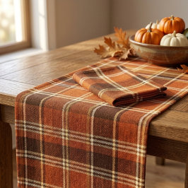 Caminho De Mesa Pequeno Laranja Ferrugem e Marrom Padrão Xadrez Tartan