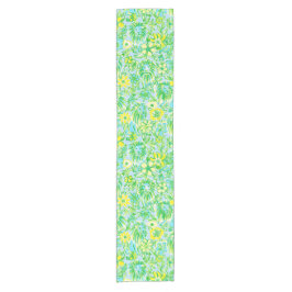 Caminho De Mesa Pequeno Leão Amarelo e Verde Préppy com Flores Costeiras