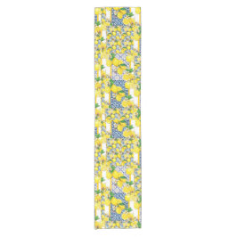 Caminho De Mesa Pequeno Lemon Português Azulejo Mediterrâneo Santorini