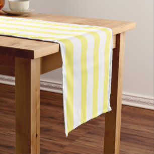 Caminho De Mesa Pequeno lemon yellow & white stripes