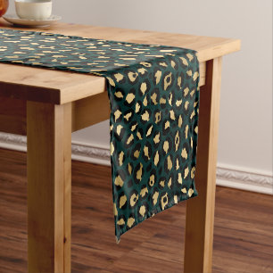 Caminho De Mesa Pequeno Leopardo Dourado e Teto Série Design 1