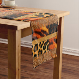 Caminho De Mesa Pequeno Leopardo & Tigre – Padrão Moderno de Safari