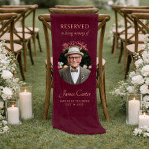 Letreiro de casamento em linho burgundy para o pai