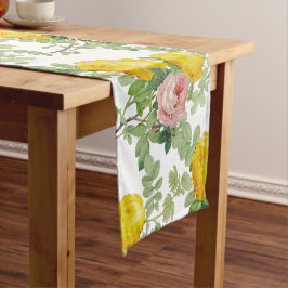 Caminho De Mesa Pequeno Lindo Rosa Vintage e Amarelo Floral Rosa