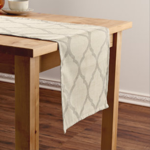 Caminho De Mesa Pequeno Linen Beige e Taupe Quatrefoil marroquino