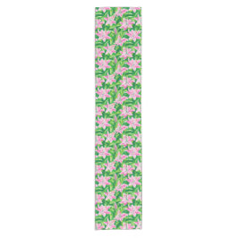 Caminho De Mesa Pequeno Lírio Rosa Préppy Floral Verde Chic Festa no Jardi