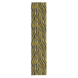 Caminho De Mesa Pequeno Listras de Zebra em Safari Preto e Marrom