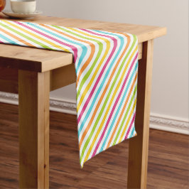 Caminho De Mesa Pequeno Listras diagonais em cores vibrantes