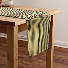 Caminho De Mesa Pequeno Listras Elegantes Douradas e Pretas