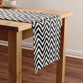 Caminho De Mesa Pequeno Listras em Zigue-Zague Vintage Preto e Branco