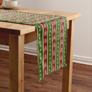 Caminho De Mesa Pequeno Listras Vermelhas E Verdes De Natal Na Árvore