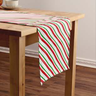 Caminho De Mesa Pequeno Listras, vermelho, verde & branco dos doces