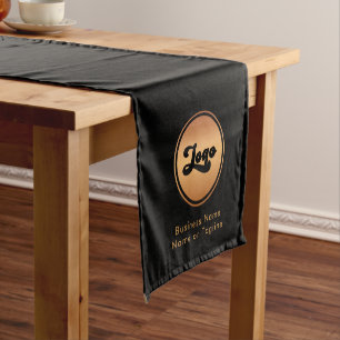 Caminho De Mesa Pequeno Logotipo Dourado e texto personalizado Marca Empre