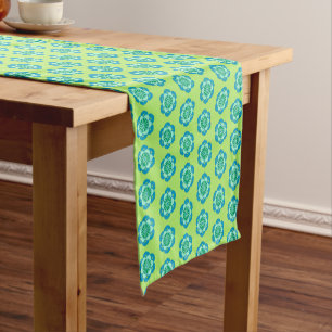 Caminho De Mesa Pequeno Lotus Flower Mandala, Verde limão e Azul Claro