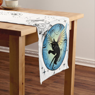 Caminho De Mesa Pequeno Lua de Gato Cósmico e estrelas