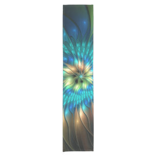 Caminho De Mesa Pequeno Luminosa Fantasia Flor, Colorida Abstrato Fractal