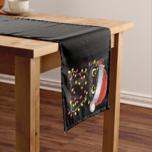 Caminho De Mesa Pequeno Luzes de árvore de Natal de gato preto, kitten eng