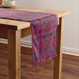 Caminho De Mesa Pequeno Magnífico Padrão Ondulado Magenta, Vermelho e Verd