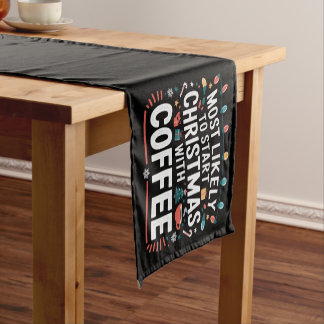 Caminho De Mesa Pequeno Mais Propenso a Iniciar o Natal com Café Família