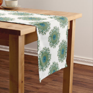 Caminho De Mesa Pequeno Mandala colorida do pavão masculino