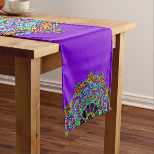 Caminho De Mesa Pequeno Manuscrito Mandala Relógio Face 24