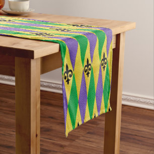 Caminho De Mesa Pequeno Mardi Gras Harlequin Fleur De Lis