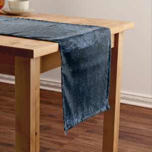 Caminho De Mesa Pequeno Marinho Velvity Damask Azul Escuro Barroco