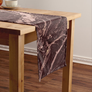 Caminho De Mesa Pequeno Mármore Burgundy Profundo Visual Moderno e Luxuoso