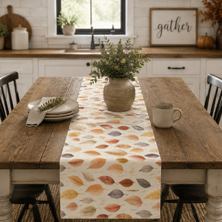 Caminho De Mesa Pequeno Marrom Ferrugem Creme Cinza Folhas de Outono Moder