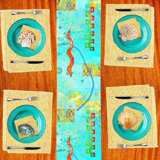 Caminho De Mesa Pequeno Mayan Turquoise & Ouro Misty Sky Mesa Runner