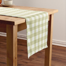 Caminho De Mesa Pequeno Meadow Gingham - xadrez verde de sábio.