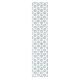 Caminho De Mesa Pequeno Medalhão Handblock em Azul sobre Marfim