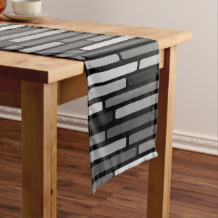 Caminho De Mesa Pequeno Meio século Modern Stripes Negras